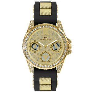 48mm Montres Carlo Men's Fashion Stones Sport Silicone Band Dress Wrist Watch